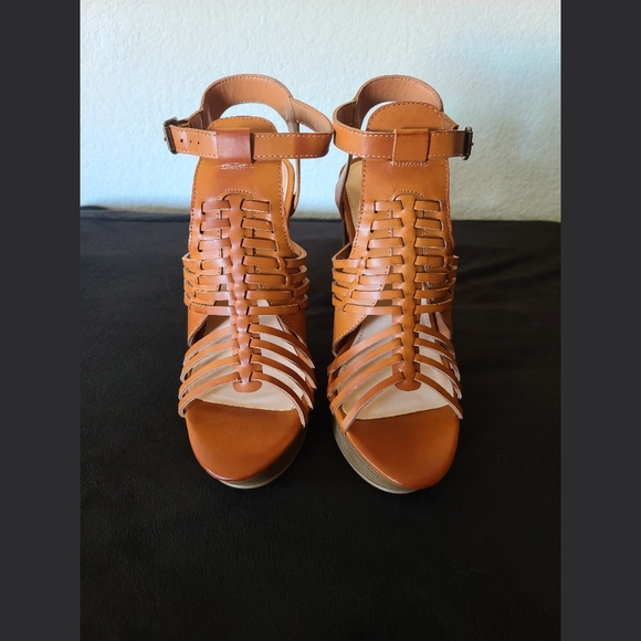 JustFab Shoes - Dress Sandals, Victoria, Cognac